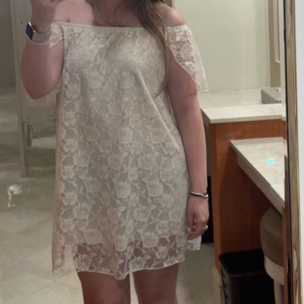 Lace off the shoulder dress